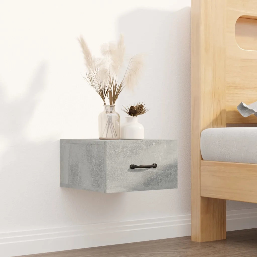 Comodini a Muro 2 pz Grigio Cemento 35x35x20 cm 812861