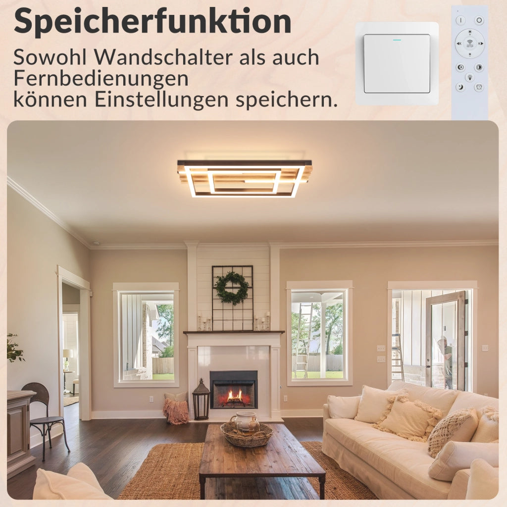 ZMH Plafoniera moderna LED quadrata geometrica in metallo 38cm 34W con telecomando per soggiorno camera da letto