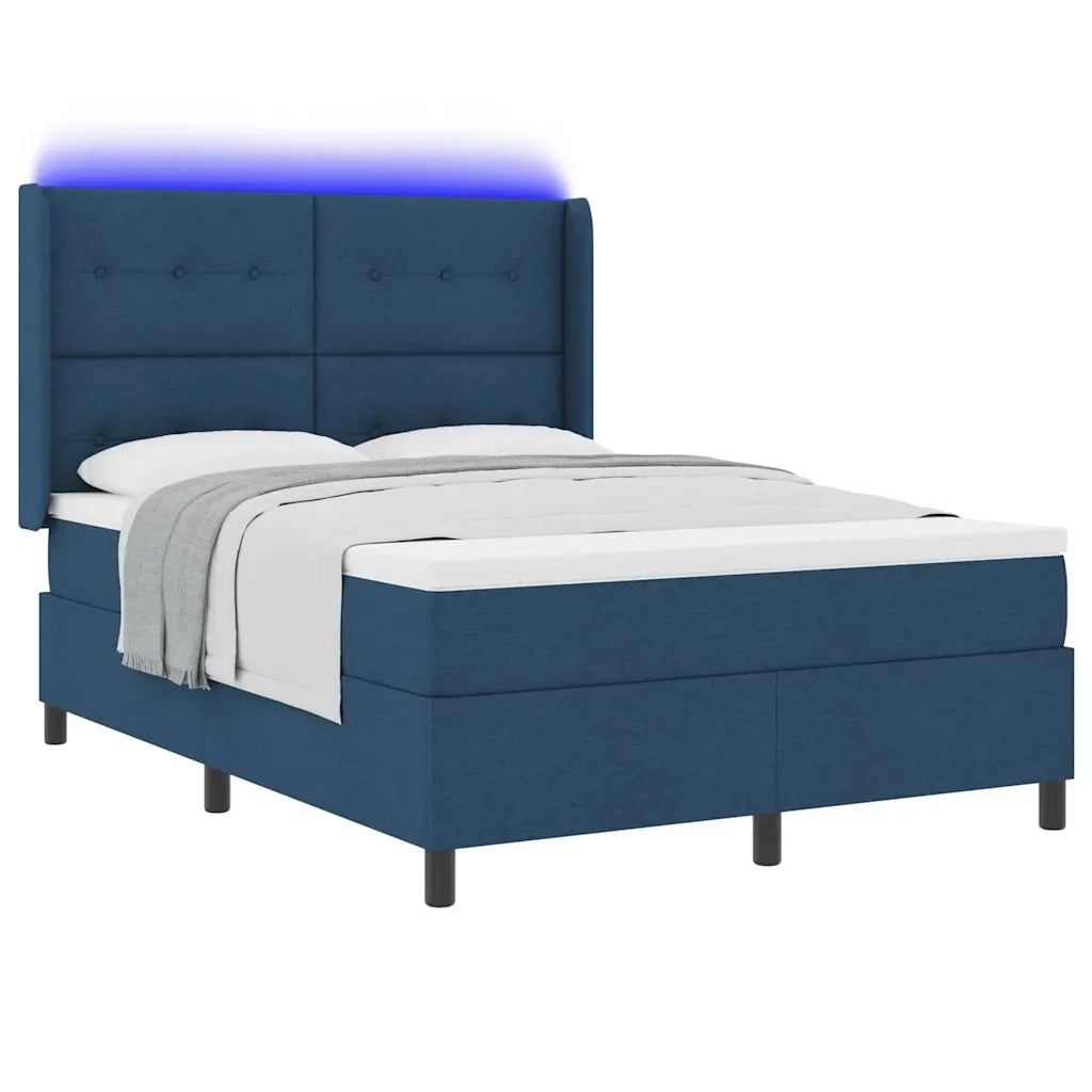 Letto a Sorgente LED con materasso Blu 160 x 200 cm Tessuto