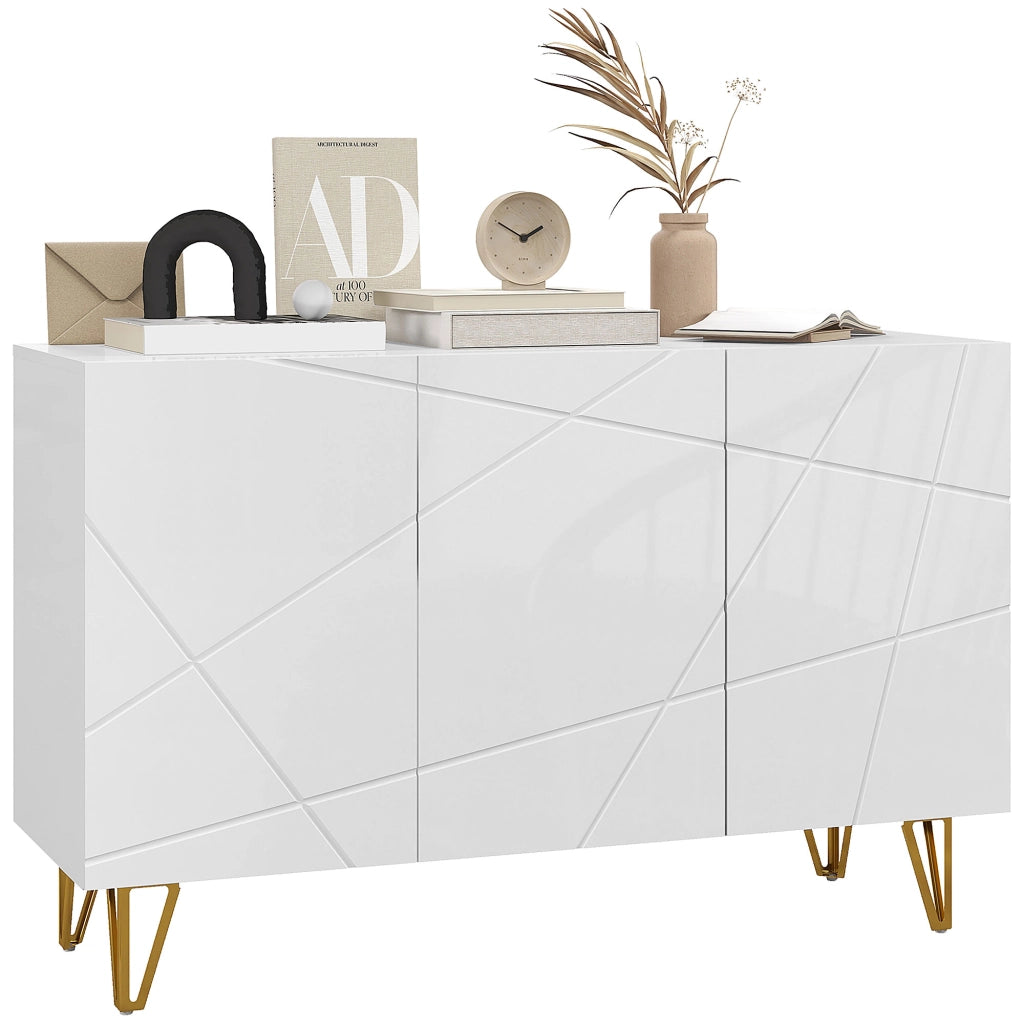 Armadio con Ripiani e Ante ¨C Minimal ¨C 120x40x75 cm, Bianco e Oro