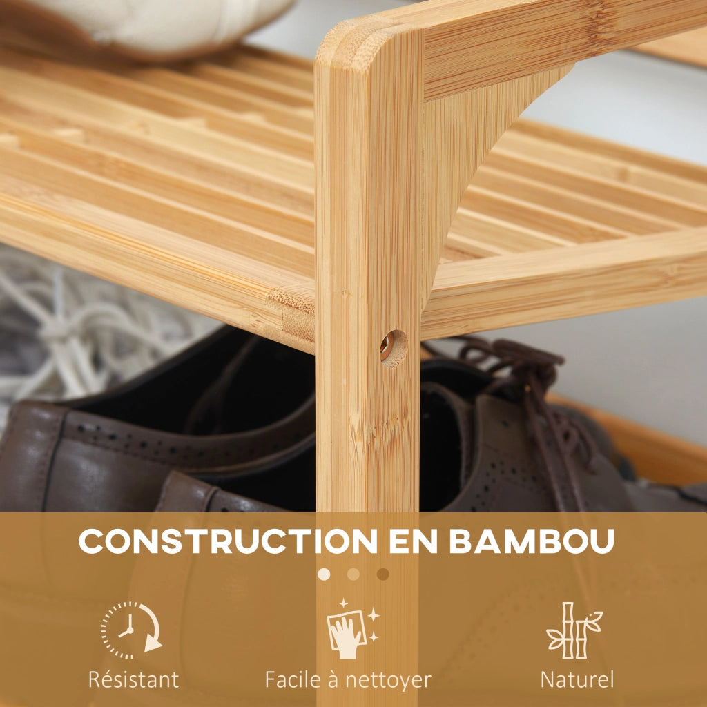 Portascarpe in bamb¨´ a 3 livelli ¨C zephmum ¨C naturale 76x33x51