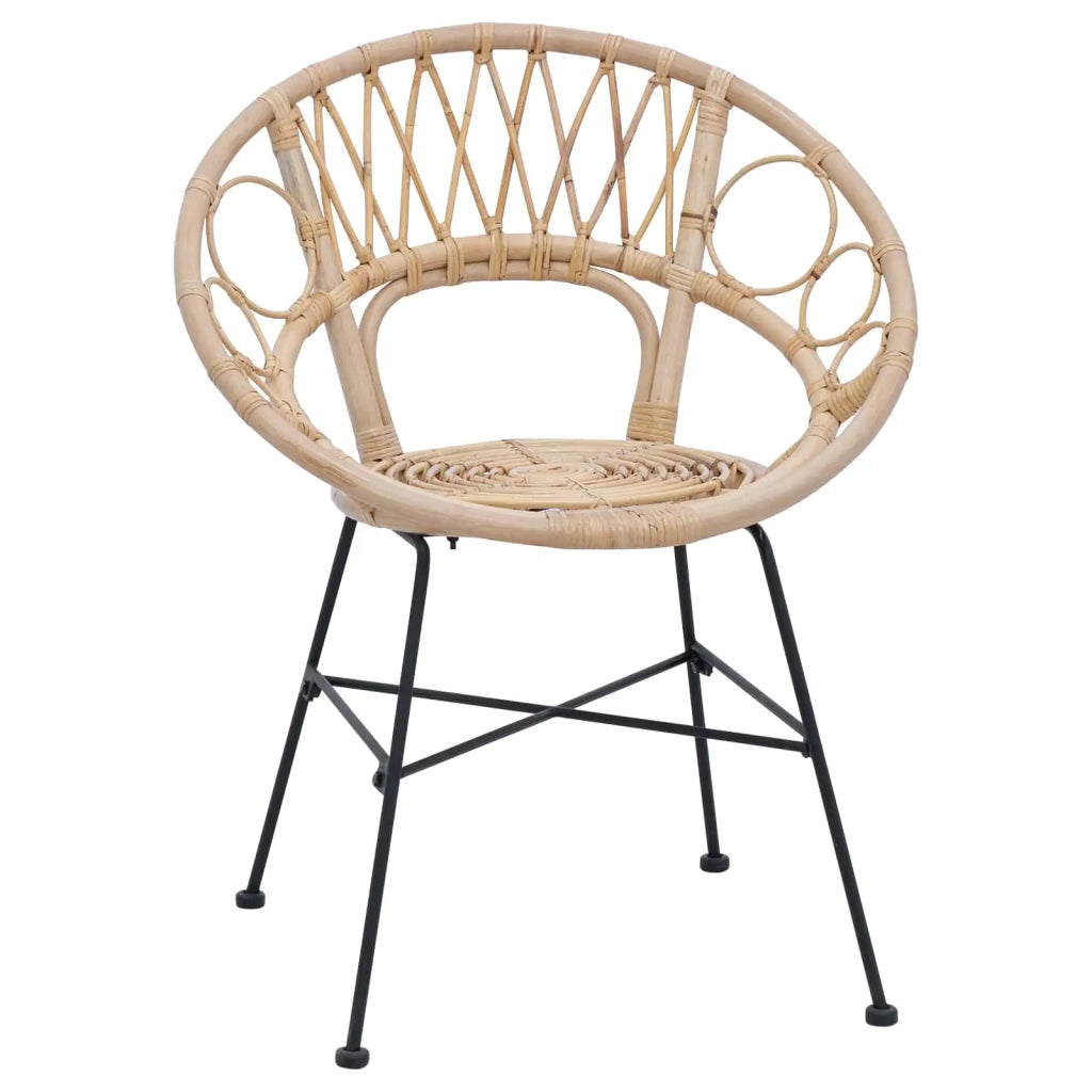 Sedia da pranzo 2 pz | Sedie da cucina Rattan e Ferro Naturale 54 x 65 x 82 cm