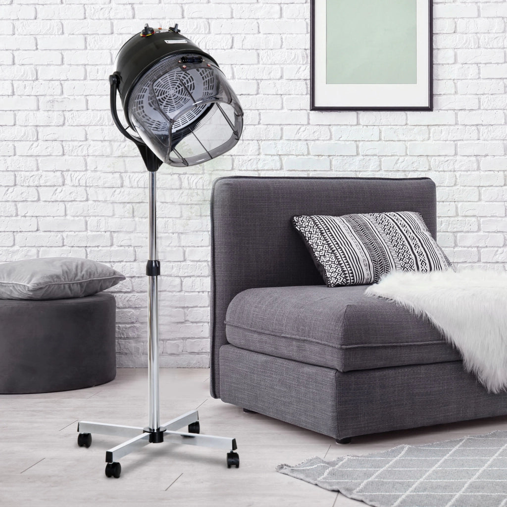 Asciugacapelli Casco 1180W Regolabile con Timer e Ruote ¨C zephmum ¨C Nero 65x65x115-165 cm