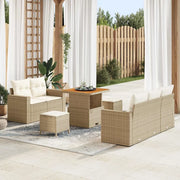 Set Divano da Giardino con cuscino 8 pcs Beige polyrattan