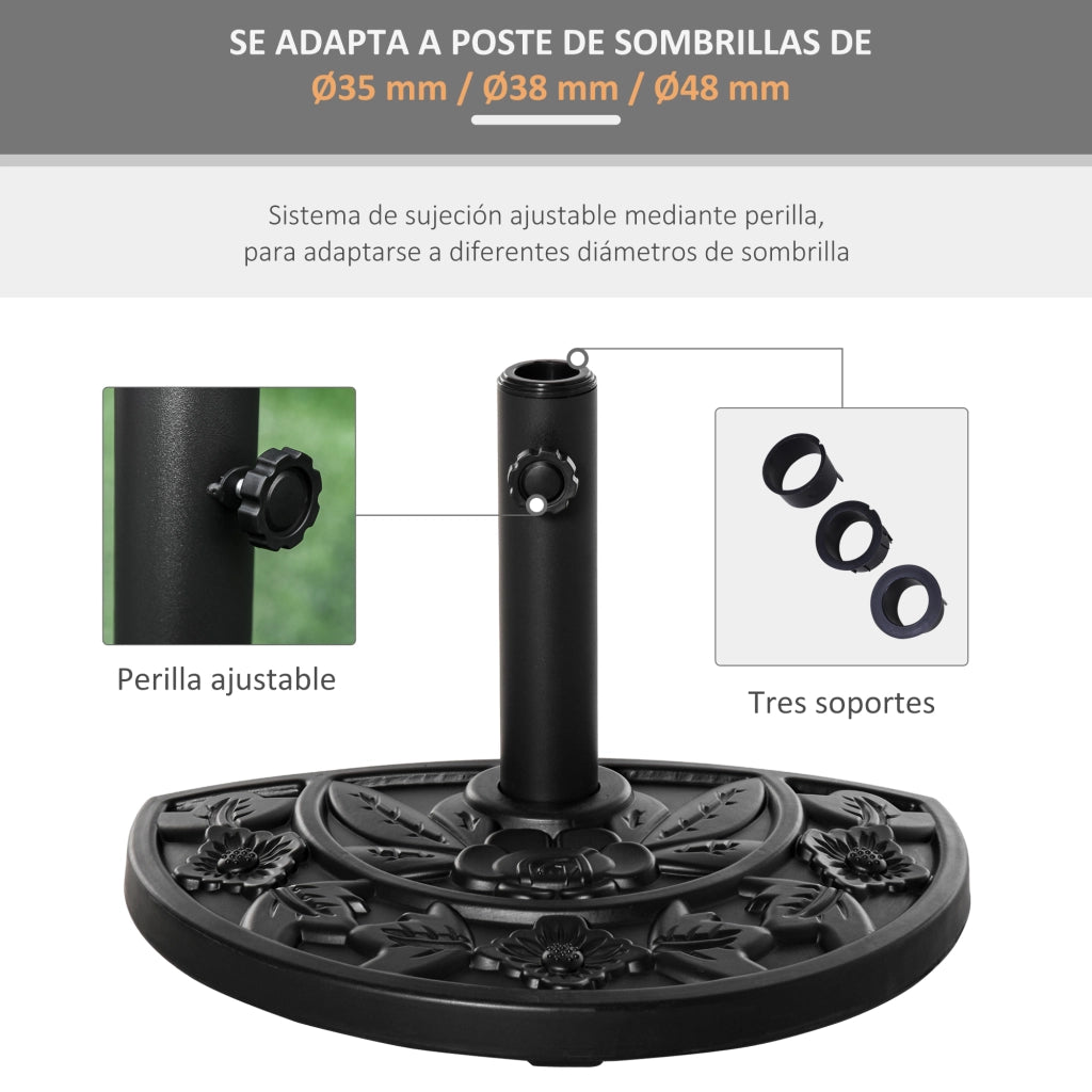 Base per Ombrellone Semicircolare ¨C Minimal ¨C Nero 50x32x32 cm