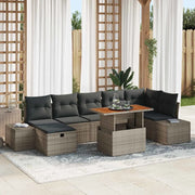 Set Divano da Giardino 8 pcs Grigio polyrattan