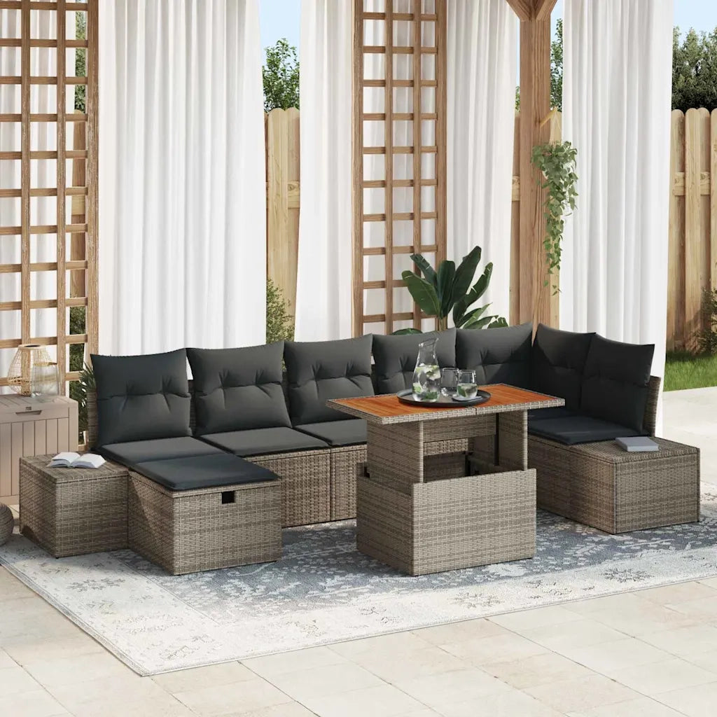Set Divano da Giardino 8 pcs Grigio polyrattan