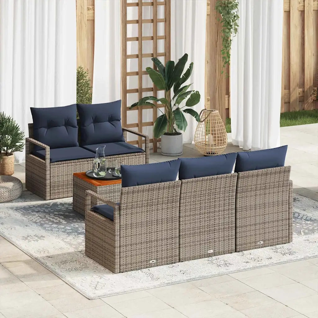 Set Divano da Giardino con cuscino 6 pcs Grigio polyrattan 3347647