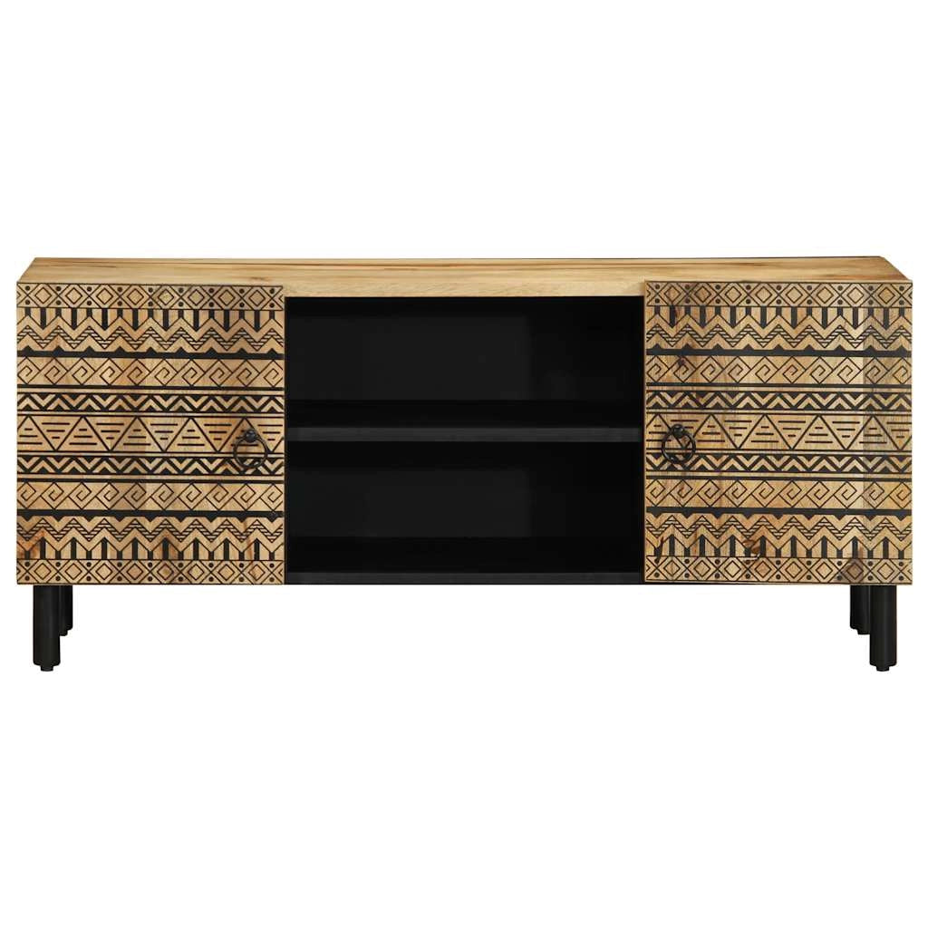 Mobile TV industriale con contenitore 105 x 33 x 46 cm legno massello di mango nero 02_0057832