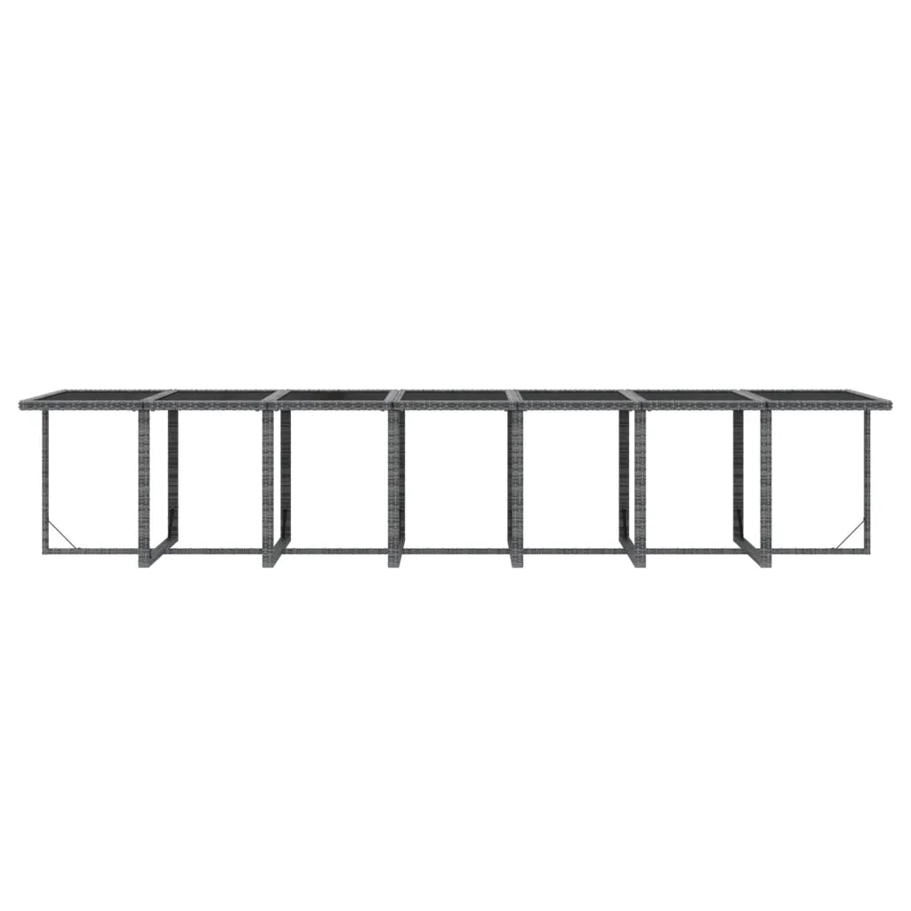 Set da Pranzo per Giardino 19 pz con Cuscini Polyrattan Grigio 3095645