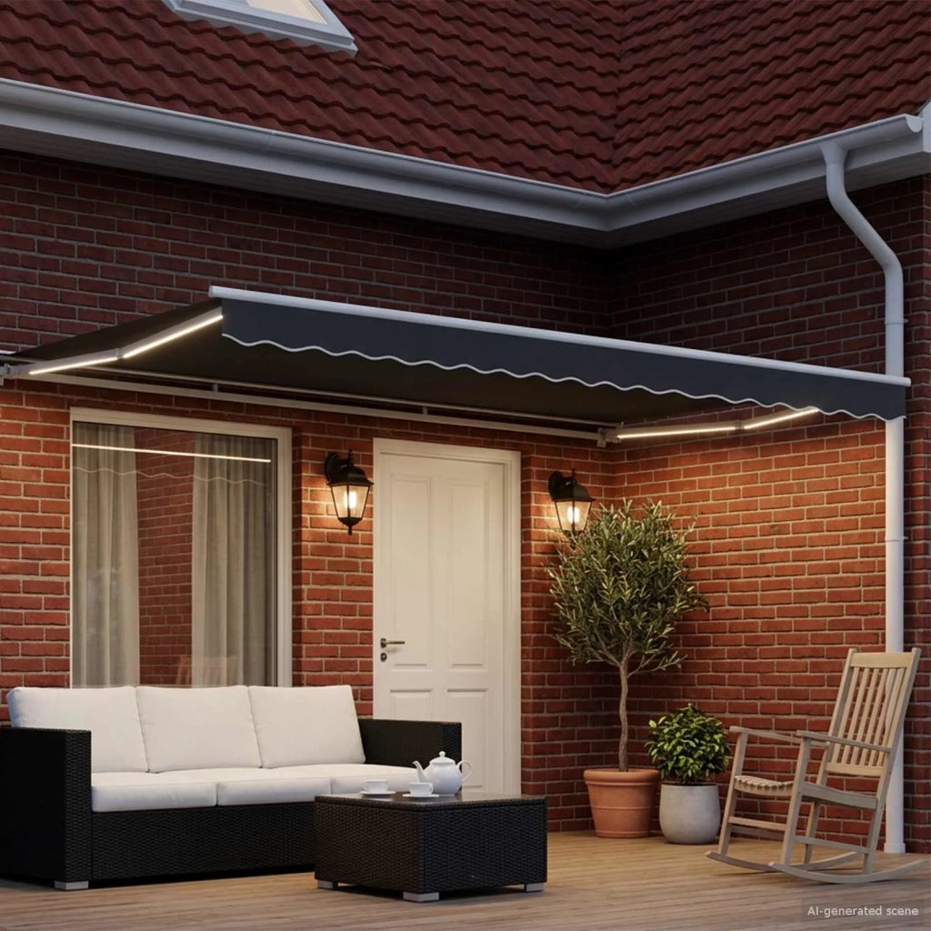 Cornice per Tenda Manuale con LED Bianco e Antracite 4 × 3,5 m 3420632