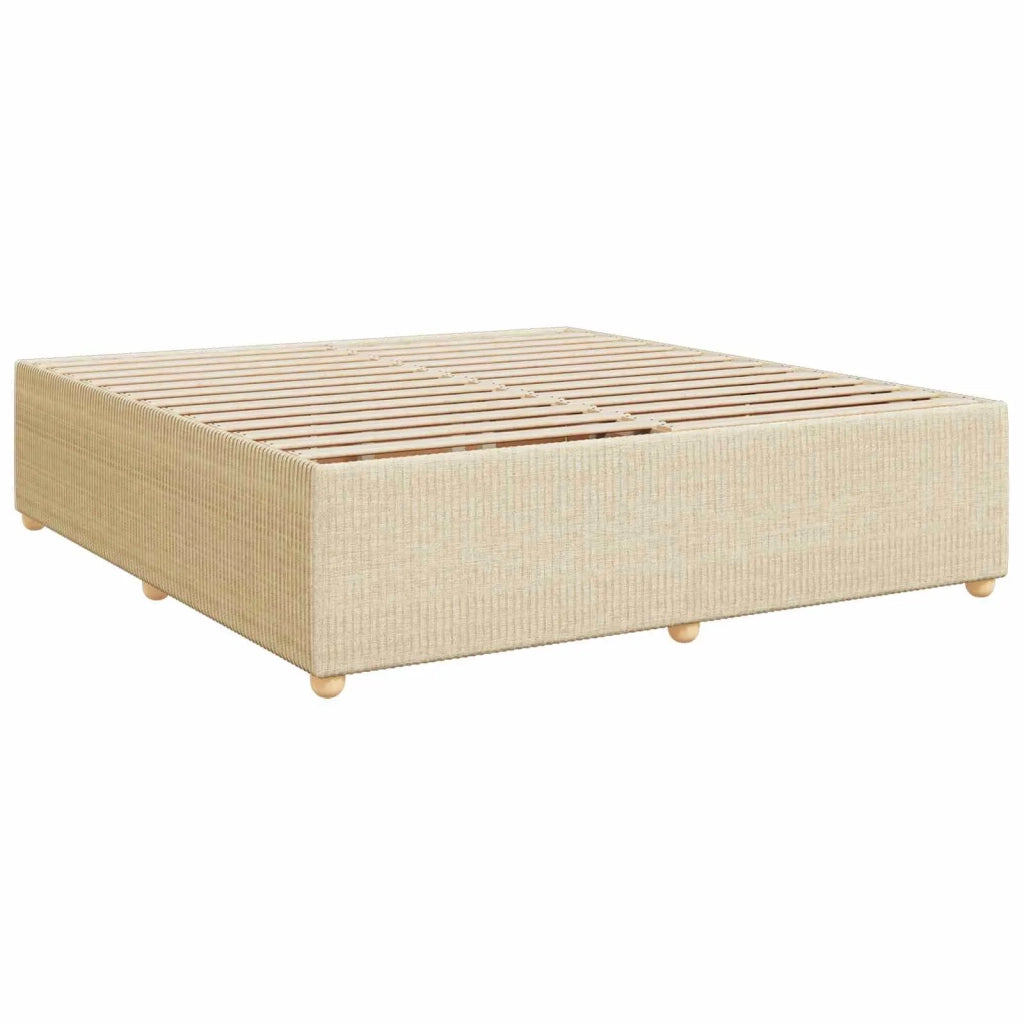 Letto Box Spring LED con Materasso Crema 200 x 200 cm Tessuto 3455949