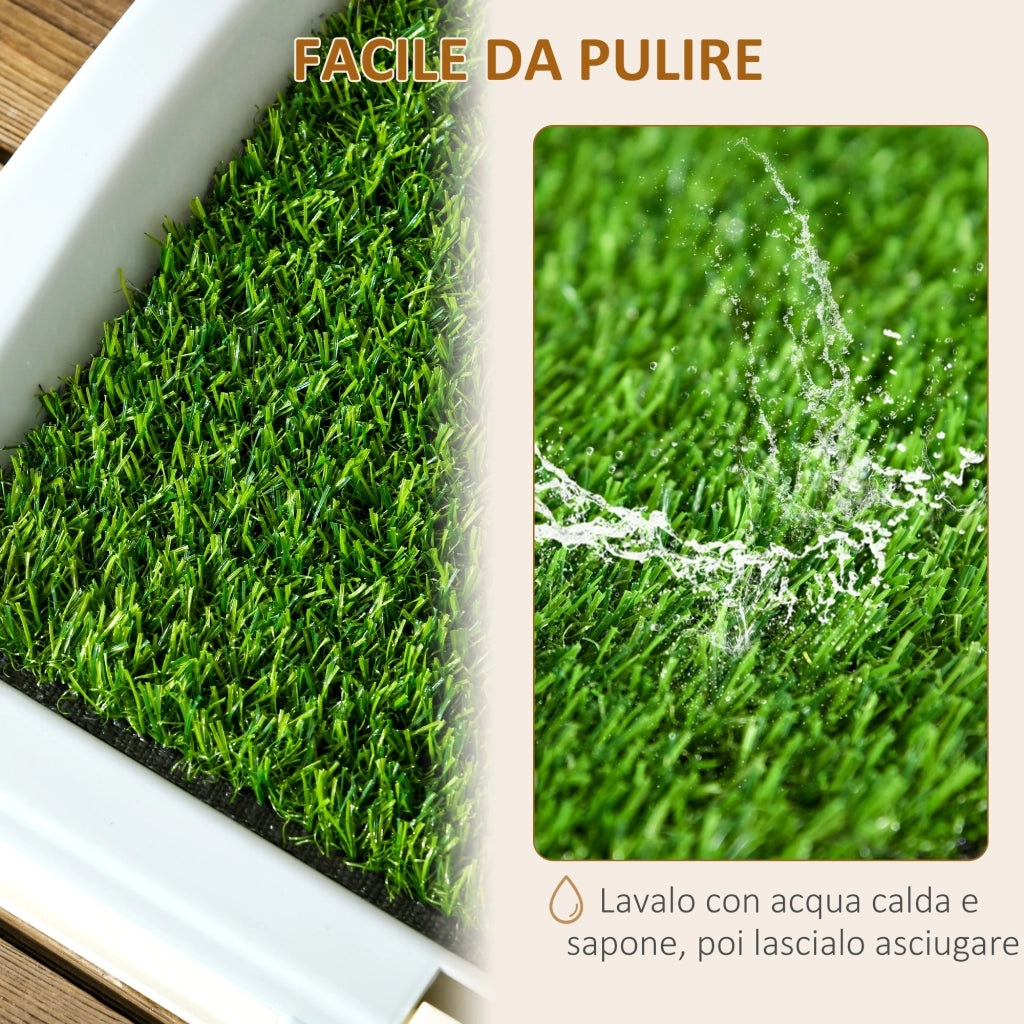 Lettiera per Cani 3 Strati con Prato Sintetico ¨C Zephmum ¨C Grigia 63x48.5cm