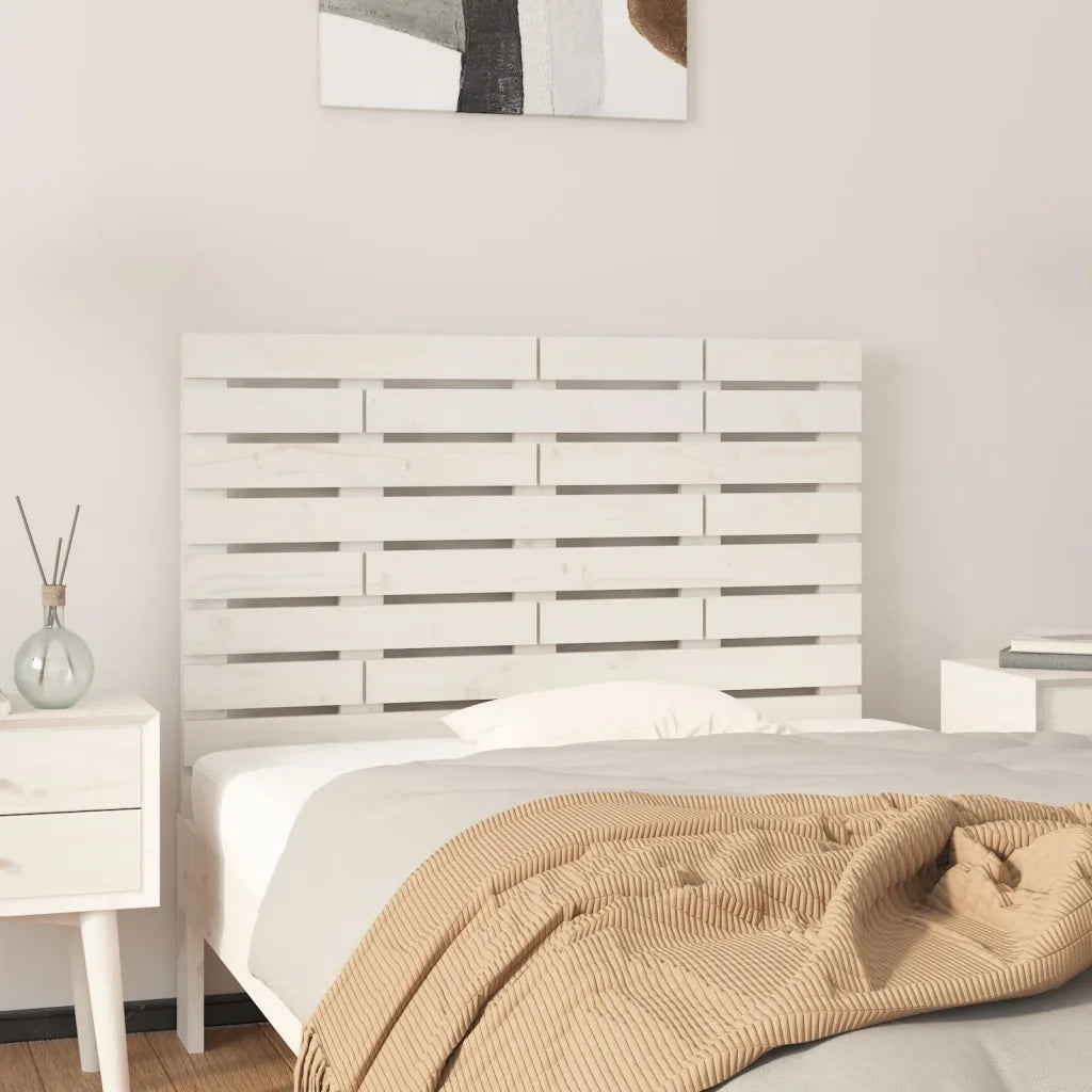 Testiera da Parete-Testiera a Muro-Testata Decorativa Bianca 96x3x63 cm in Legno Massello di Pino