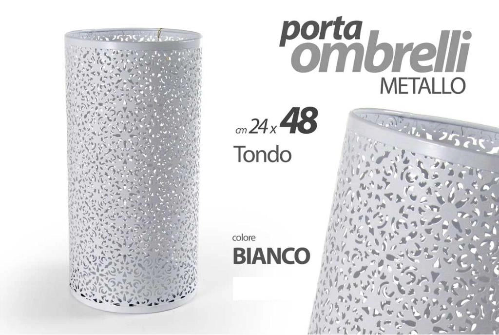 Portaombrelli Salvaspazio in Metallo Tondo Bianco 24 x 48 cm