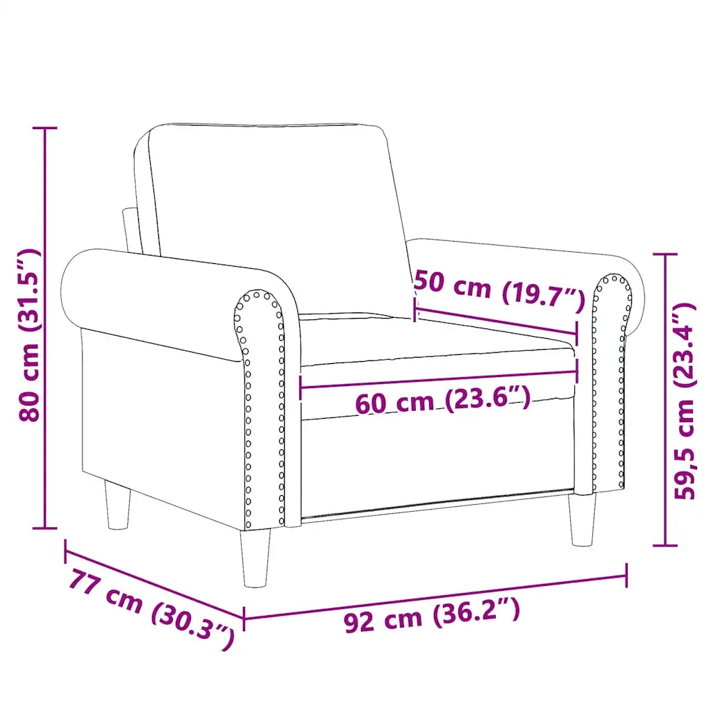 Poltrona-Poltroncina-Divano Sedia Crema 60 cm Velluto 815328