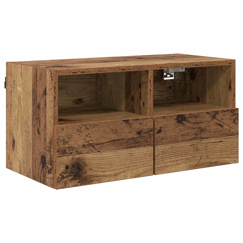 Mobile per TV a Muro 4 pz-Set di 4 Credenza per TV sospesa Legno vecchio Legno multistrato 175982