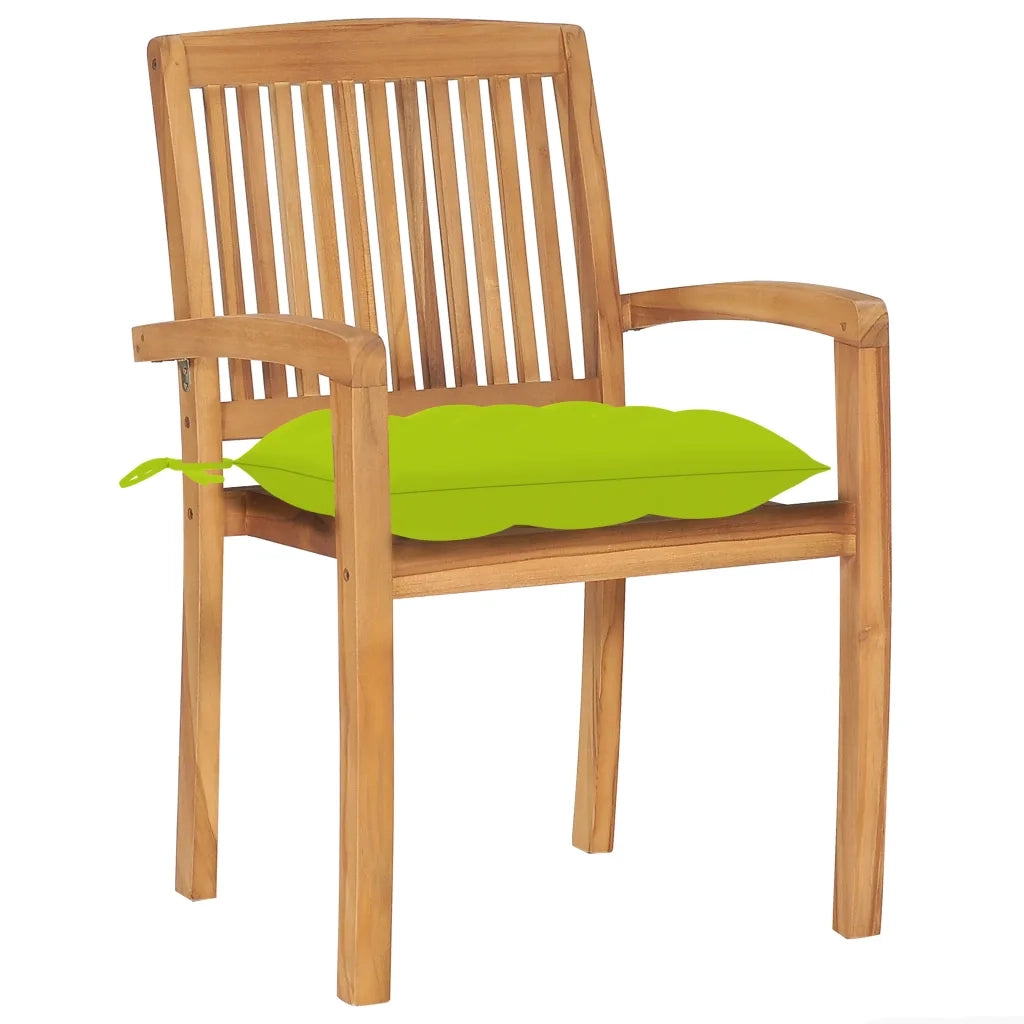 Sedie da Giardino 2pz Cuscini Verde Brillante Teak Massello 3063278