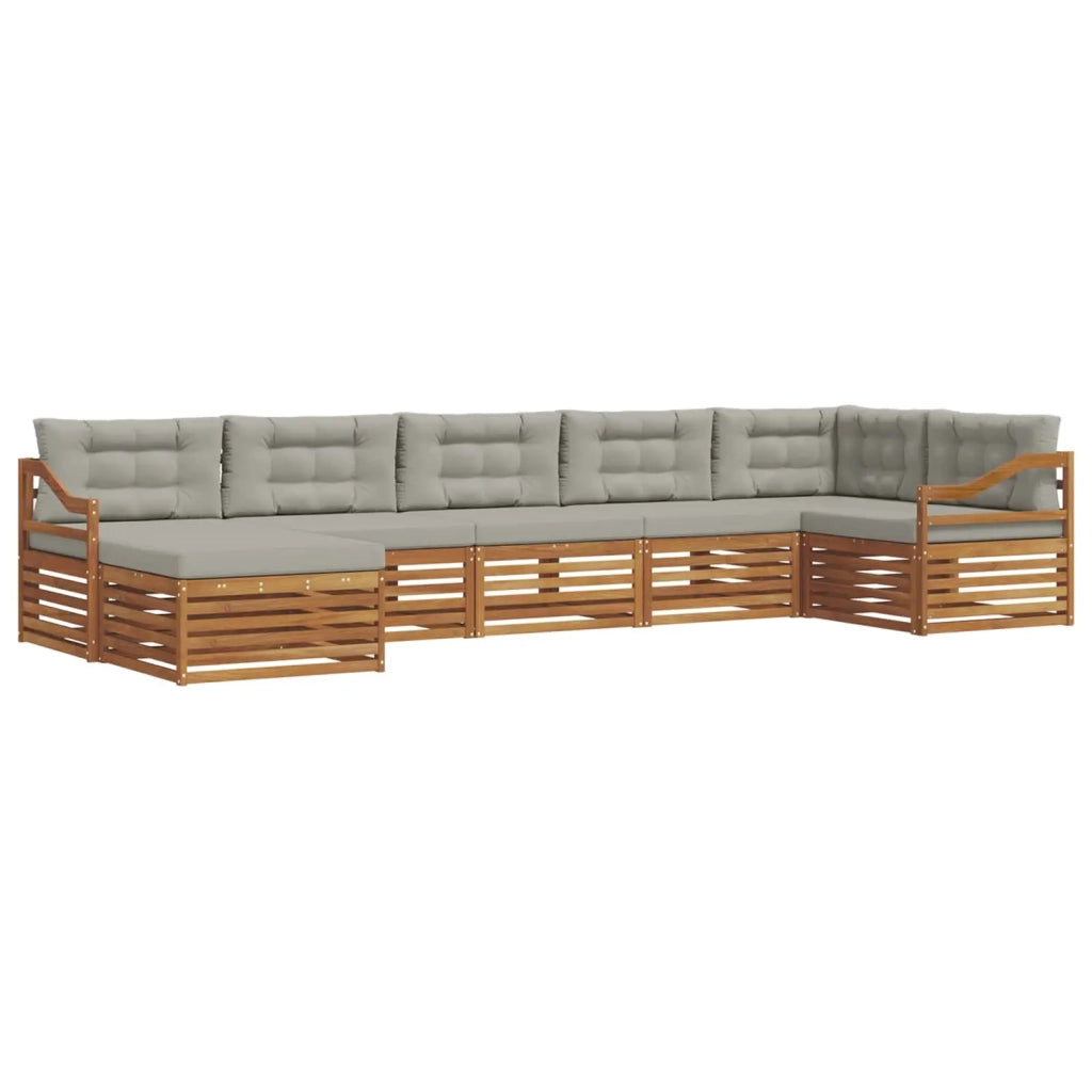 Set divani con cuscino 7 pcs Grigio Naturale e Chiaro 3373836