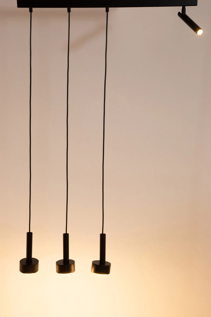 Lampada sospensione nera barra, spot orientabile, STAMP Sigma