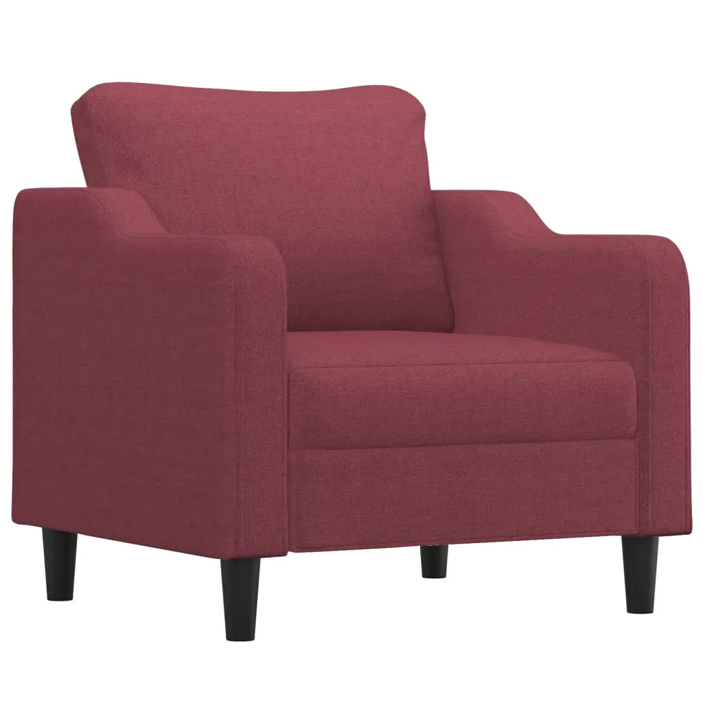 Set di Divani 4 pz con Cuscini Rosso Vino in Tessuto