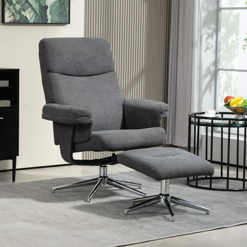 POLTRONA RECLINABILE con pouf 78x85x106 cm poliestere grigio scuro Set da 2 pezzi