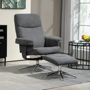 POLTRONA RECLINABILE con pouf 78x85x106 cm poliestere grigio scuro Set da 2 pezzi