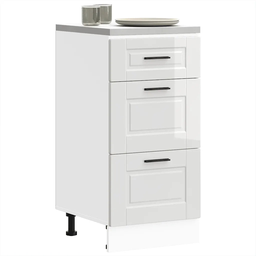 Mobiletto da cucina-Armadio da cucina "Porto" Bianco lucido in legno ingegnerizzato 206225