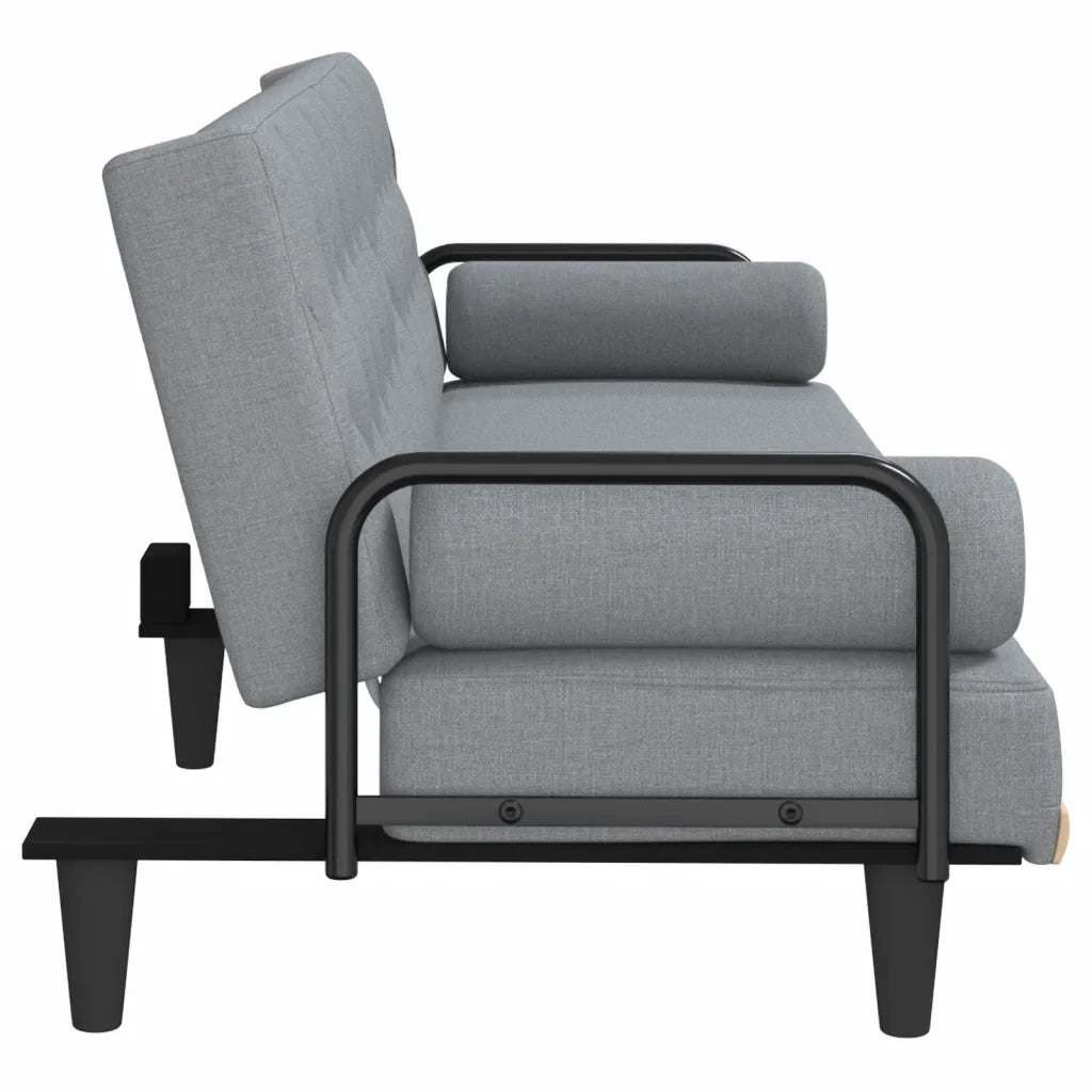 Divano Letto con Braccioli Grigio Chiaro in Tessuto 351937