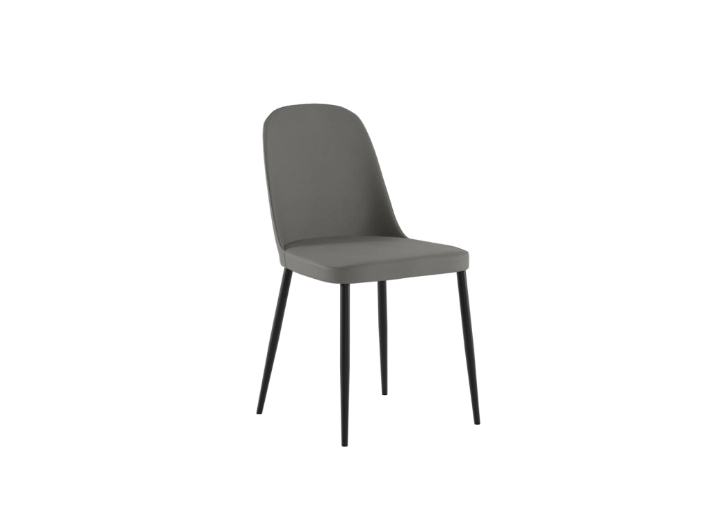 Sedia Tamara da pranzo moderna rivestimento soft-touch grigio chiaro gambe in metallo nero, design elegante 45x52x85 cm - Seduta Design