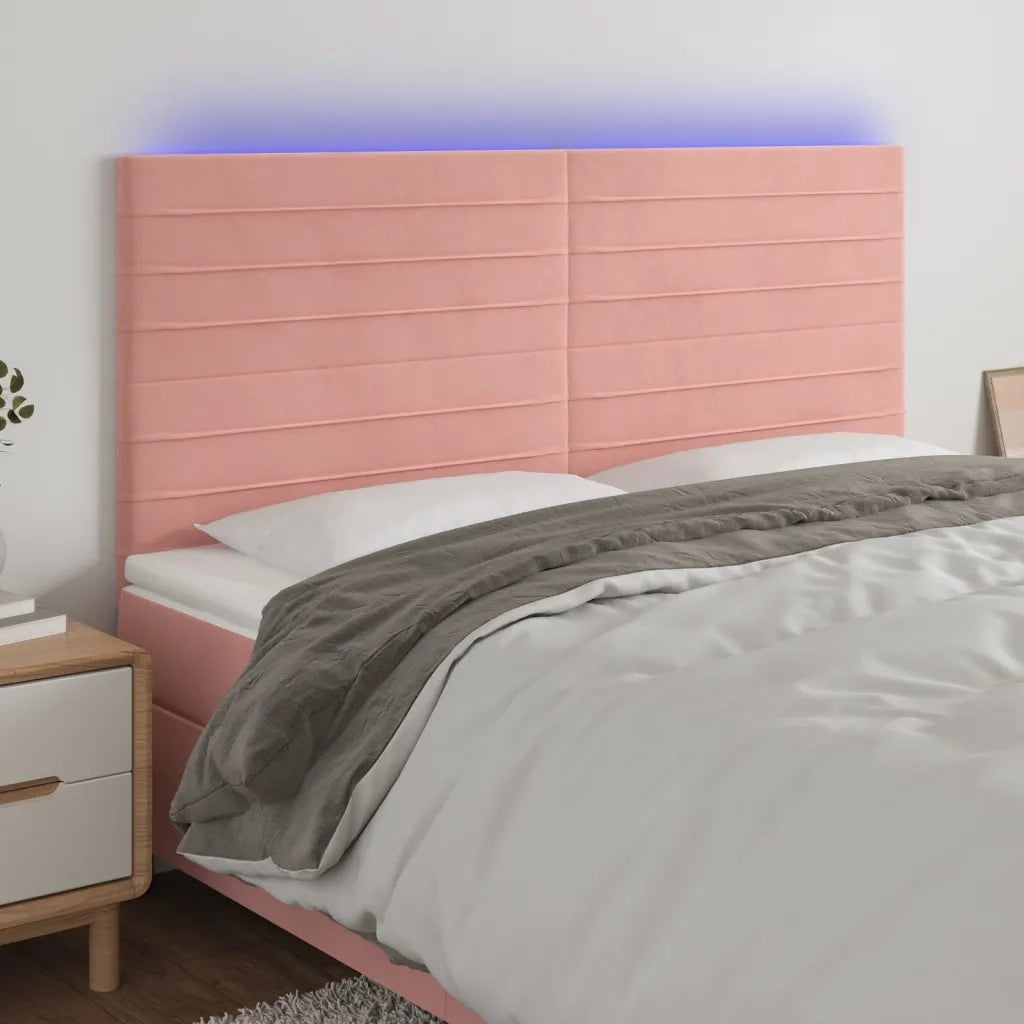 Testiera | Testata a LED Rosa 160x5x118/128 cm in Velluto