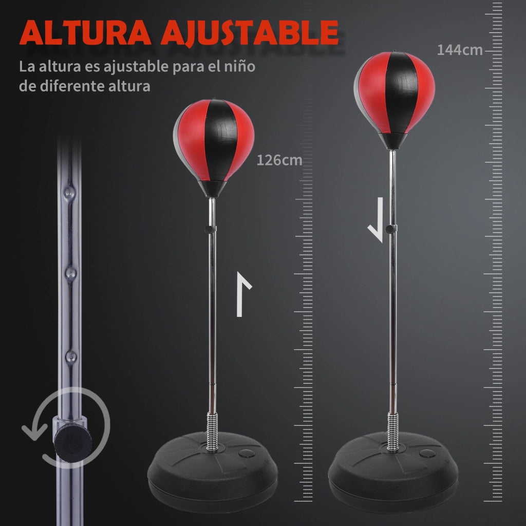 Sacco da Boxe con Base Regolabile 4 Livelli 126-144 cm ¨C zephmum ¨C Rosso e Nero