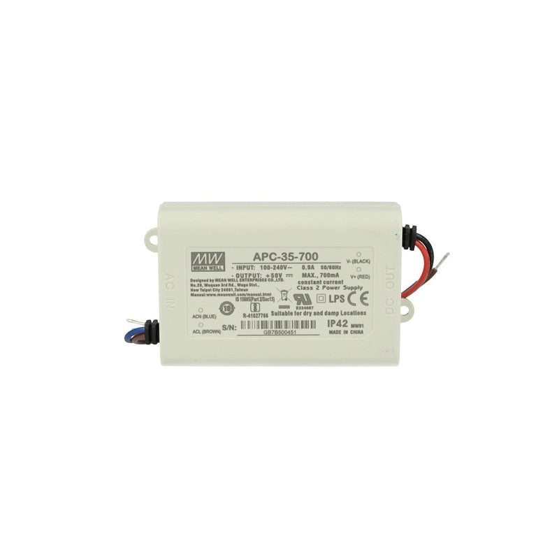 Led Driver CC MW MEAN WELL Serie APC Trasformatore Corrente Costante IP42 (700mA 15V-50VDC 35W)