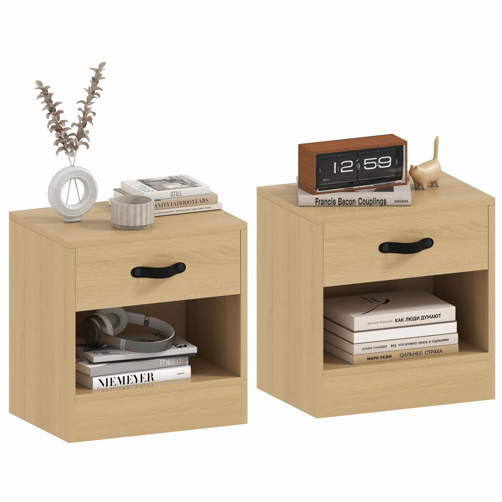 Tavolino da Salotto con Cassetto e Ripiano Aperto ¨C Zephmum ¨C Naturale 39x28x41 cm
