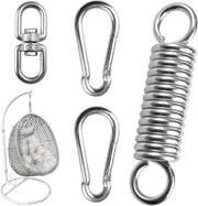Perno di molla per sedia oscillante con 2 ganci a molla e ganci ruotanti 360° - Capacità di sospensione 250kg.
