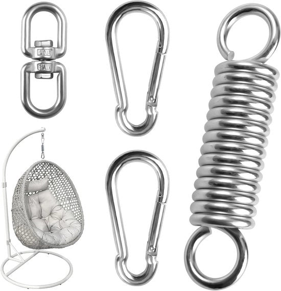 Perno di molla per sedia oscillante con 2 ganci a molla e ganci ruotanti 360° - Capacità di sospensione 250kg.