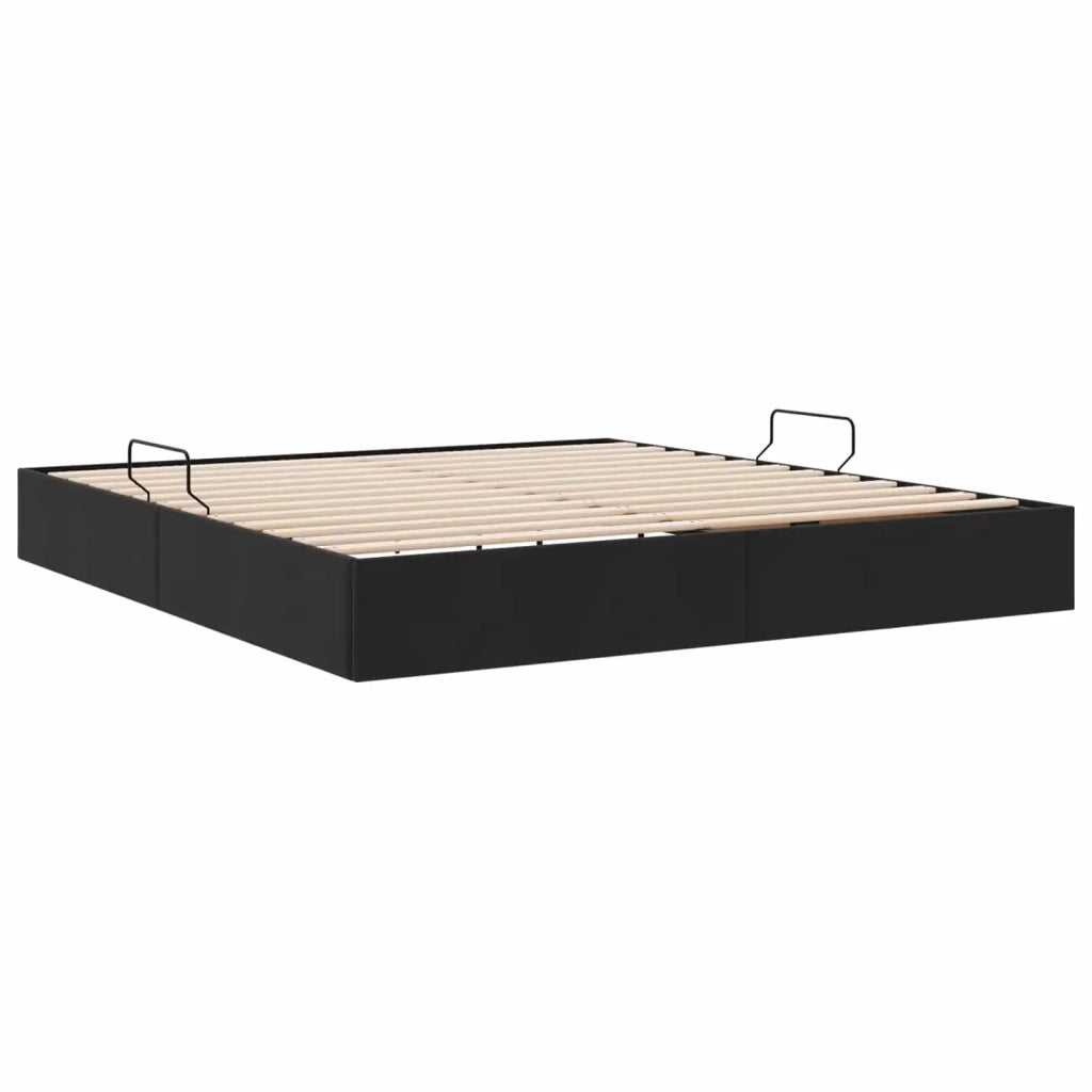 Letto matrimoniale | Letto per adulti | Letto ottomano con archiviazione Nero 180 x 200 cm Velluto