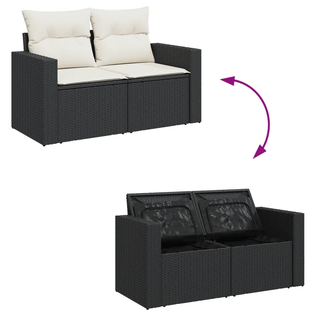 Set Divani da Giardino 11 pz con Cuscini in Polyrattan Nero 3256630