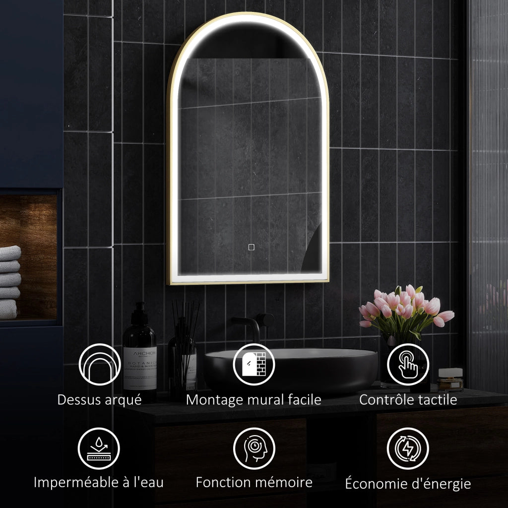 Specchio LED da Bagno ¨C zephmum ¨C Bianco, Alluminio, 90x60cm