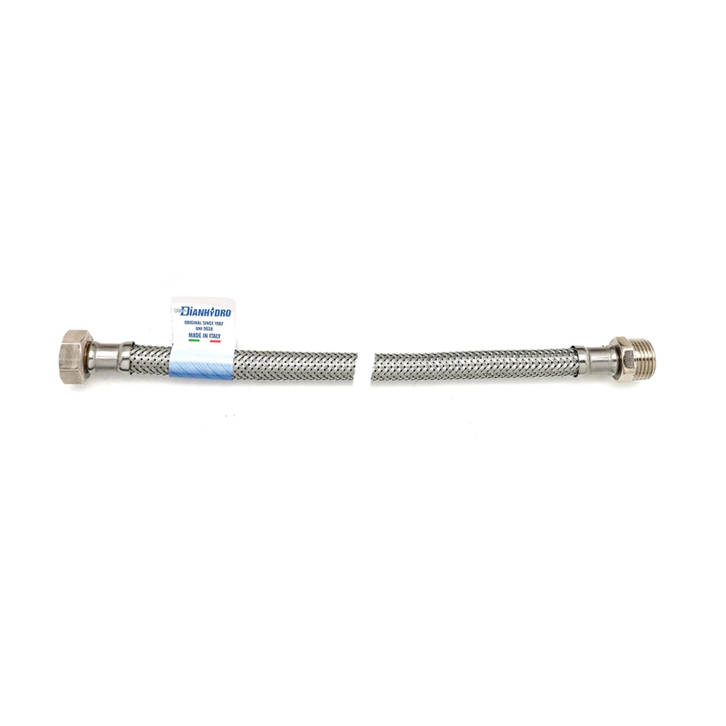 FLESSIBILE INOX MODELLO NORMALE  CM. 80- MF 1/2 x 1/2- DH- pezzi 1