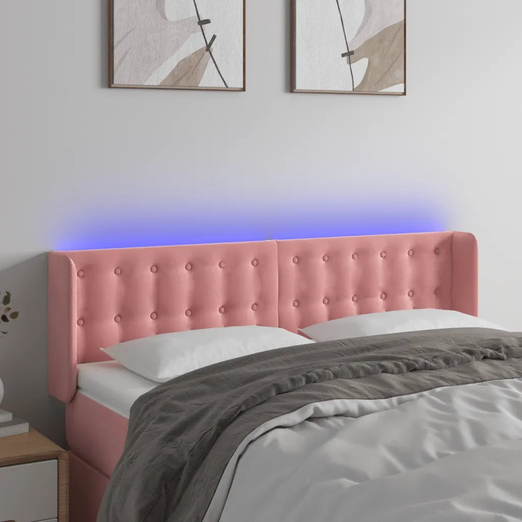 Testiera | Testata a LED Rosa 147x16x78/88 cm in Velluto