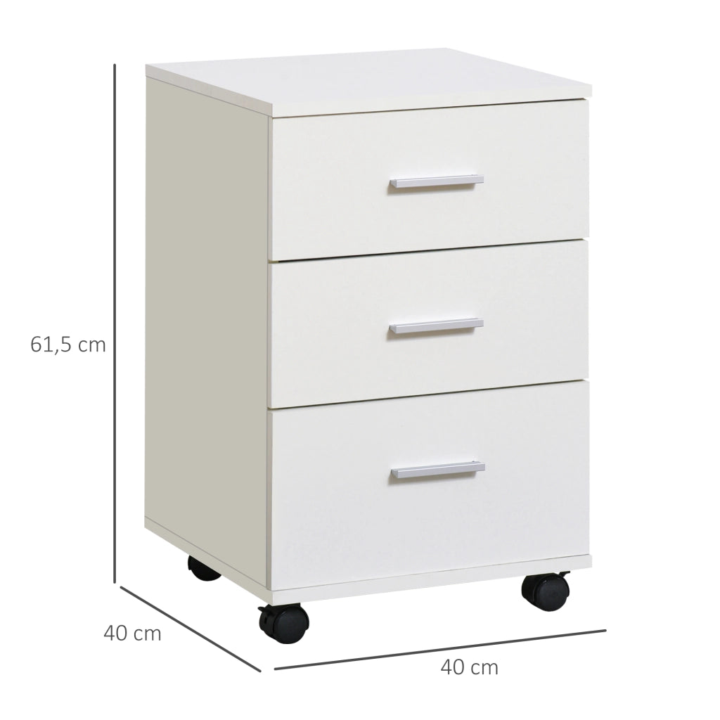 Cassettiera ufficio con serratura e rotelle ¨C Xylo ¨C 3 cassetti 40x40x61,5 cm bianco