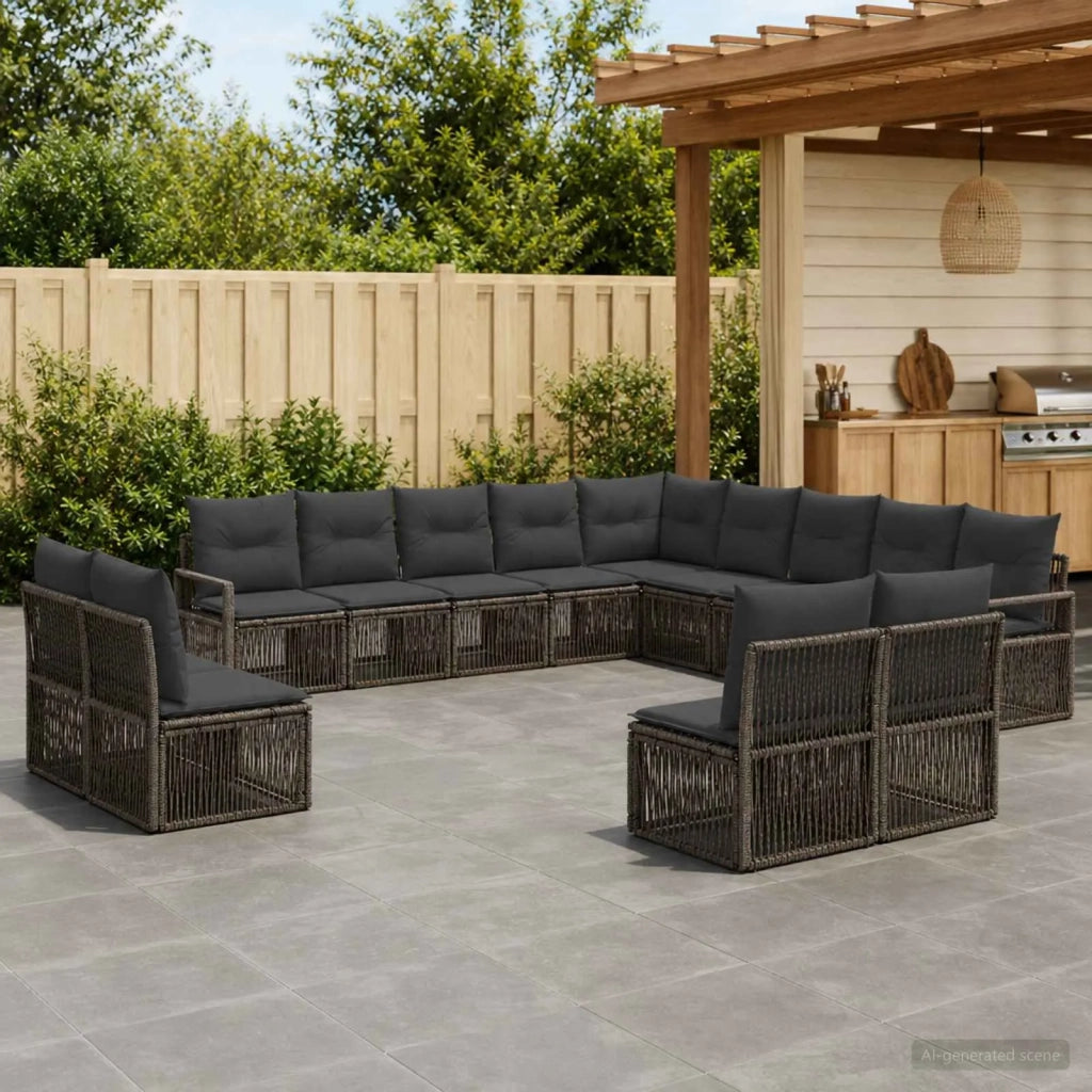Set Divano da Giardino 13 pz Grigio polyrattan 3435875