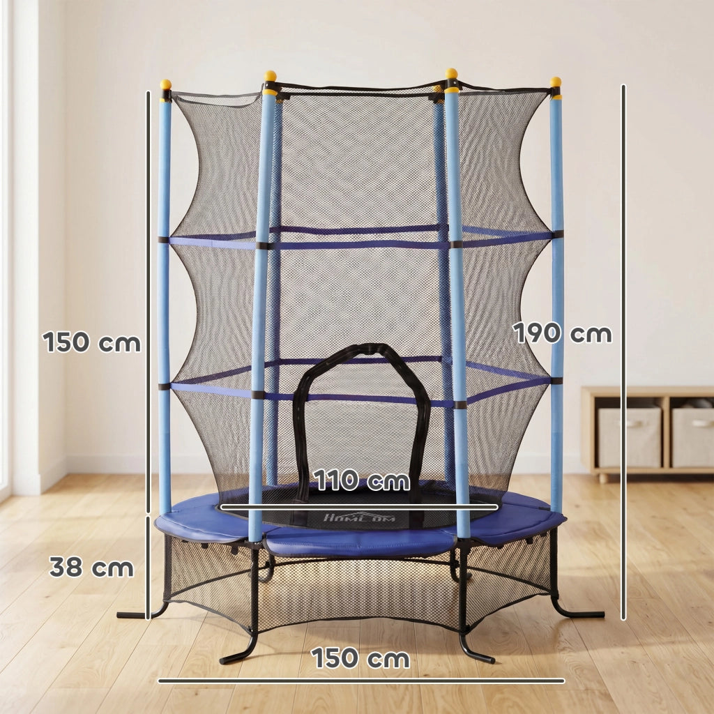 Trampolino per Bambini ¨C Minimal ¨C ?163 cm Blu con Rete di Sicurezza e Telaio in Acciaio 50 kg