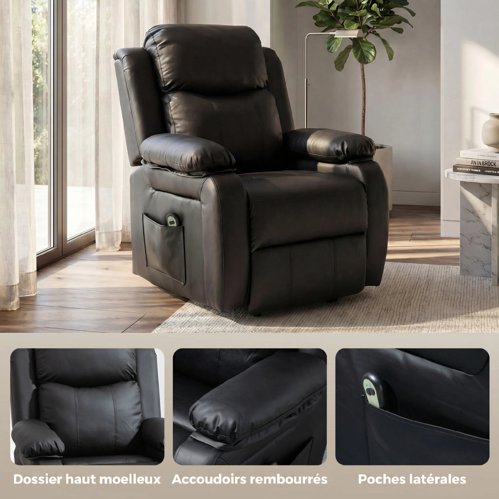 Poltrona elettrica reclinabile con poggiapiedi e telecomando ¨C Minimal ¨C 76x90x105 cm nero