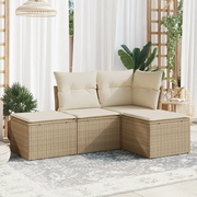 Set Divano da Giardino 4 pz con Cuscini Beige in Polyrattan 3249317
