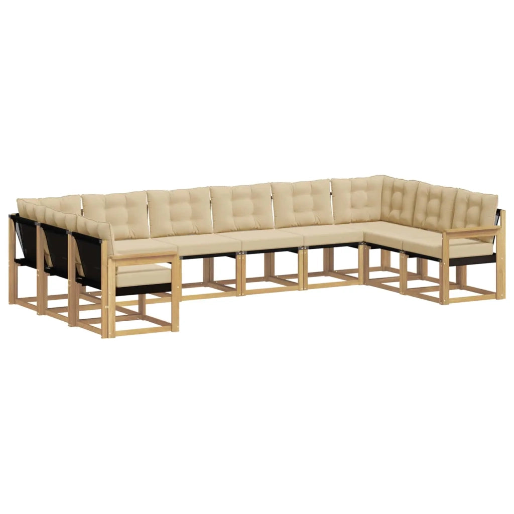 Set di divani da esterno 10 pz Bianco e Beige 3389903
