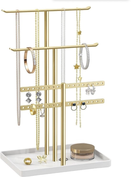 Organizzatore per gioielli in oro 32 cm per 80 pezzi collane orecchini bracciali e anelli