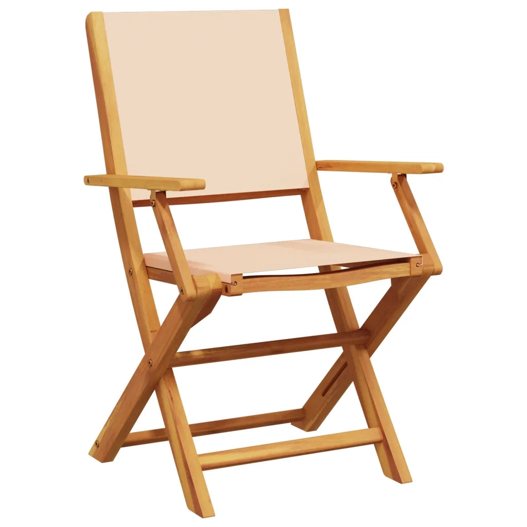 Set Pranzo da Giardino 5 pz | Set Salotto da Giardino Beige in Tessuto e Legno Massello