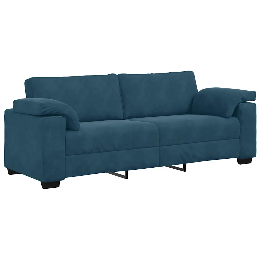 Divano a 3 Posti-Sofa 3 Posti Blu 178 cm in Velluto
